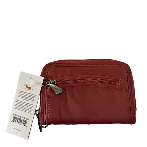 LUG Rodeo RFID Quilted Wristlet Zip Around Small Wallet in Rosewood Red NWT - Picture 2 of 9
